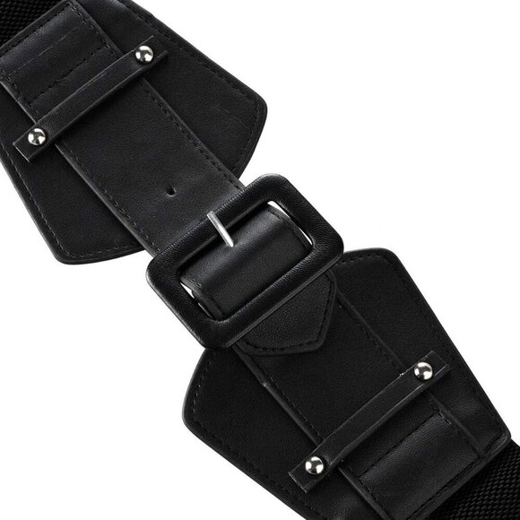 Women\'s Wide Leather Waist Belt Elastic Stretch Retro Buckle for Jeans Dresses main image 5